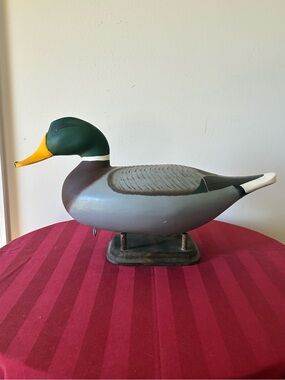 Hand Carved & Hand Painted Mallard Duck Decoy Folk Art Sculpture Signed 2004